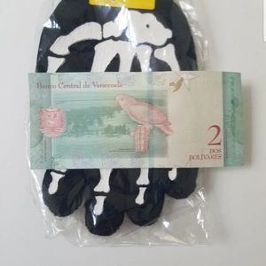 Skeleton Gloves plus Foreign currency Venezuela bolivar 2 note with purchase